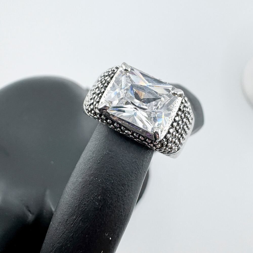 Vintage Textured Rectangle Statement Ring Chunky … - image 1